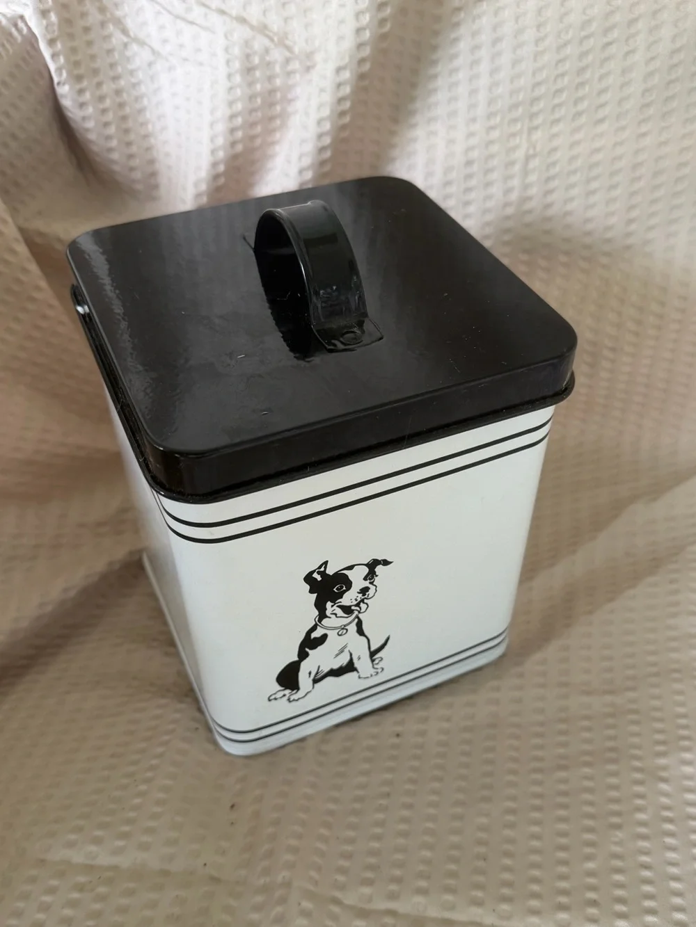Black & White Puppy Decorative Storage Canister - Sealed Dog Treat Storage Tin